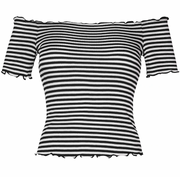 Black & White Miss Poison Striped Scoop Neck Top