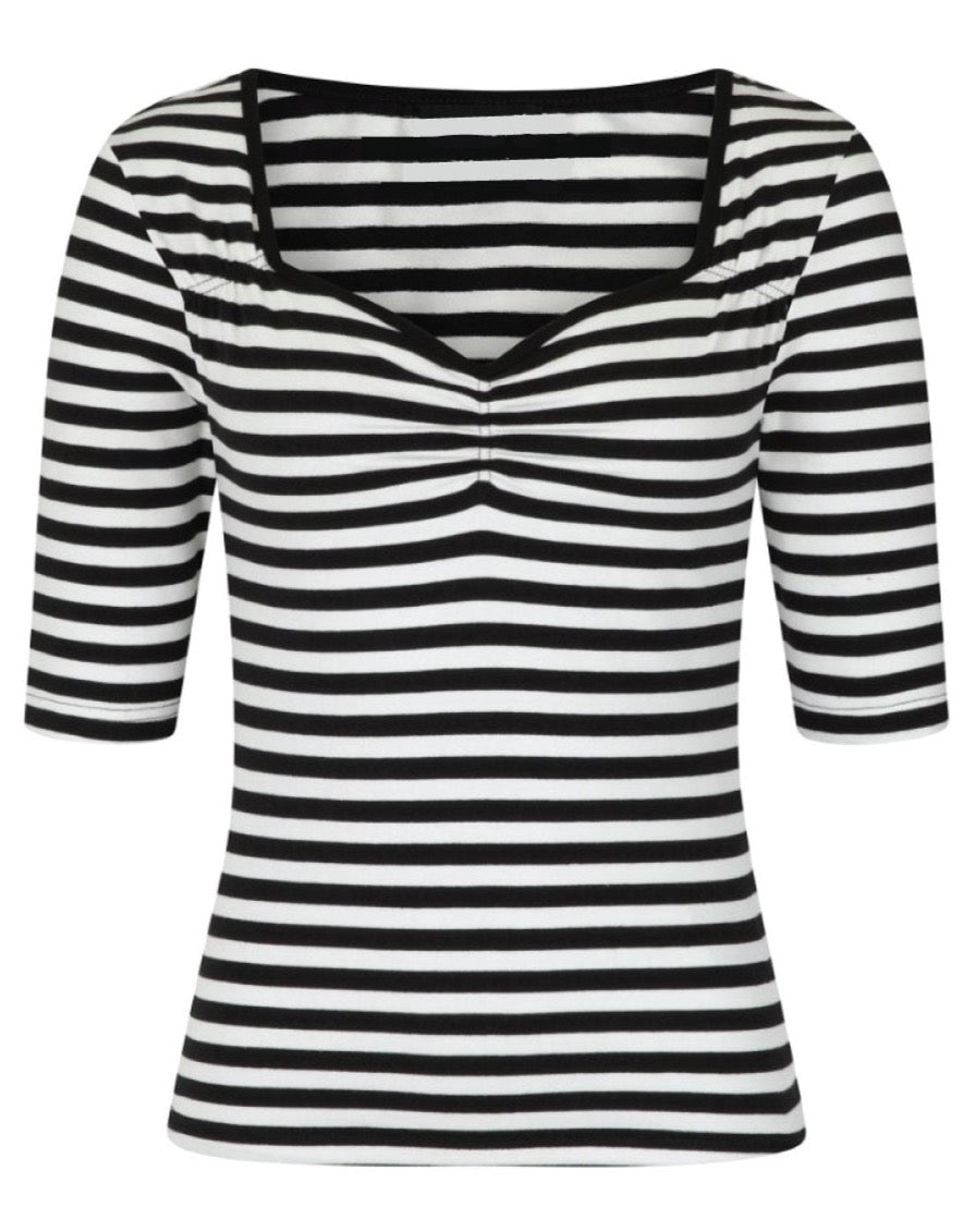 Striped Retro Babe Top in Black & White