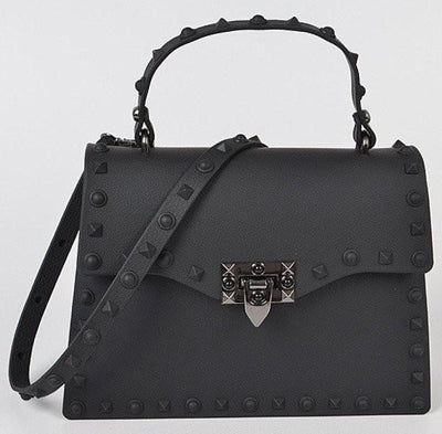 Black Studded Crossbody Top Handle Bag