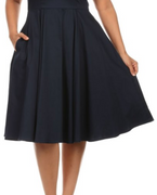 Classic Style Retro Swing Skirt with Pockets in Black