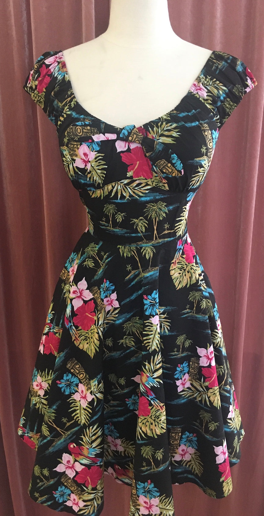Tropical Noa Noa Print Tiki Swing Dress | Double Trouble Apparel Tropical Noa Noa Print Tiki Swing Dress | Double Trouble Apparel