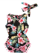 Tropical Baby Romper in Hibiscus Floral Print